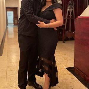 Cute midi black lace dress